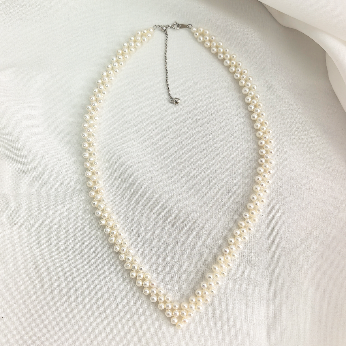 Elegant V‑Shape Woven Freshwater Pearl Necklace