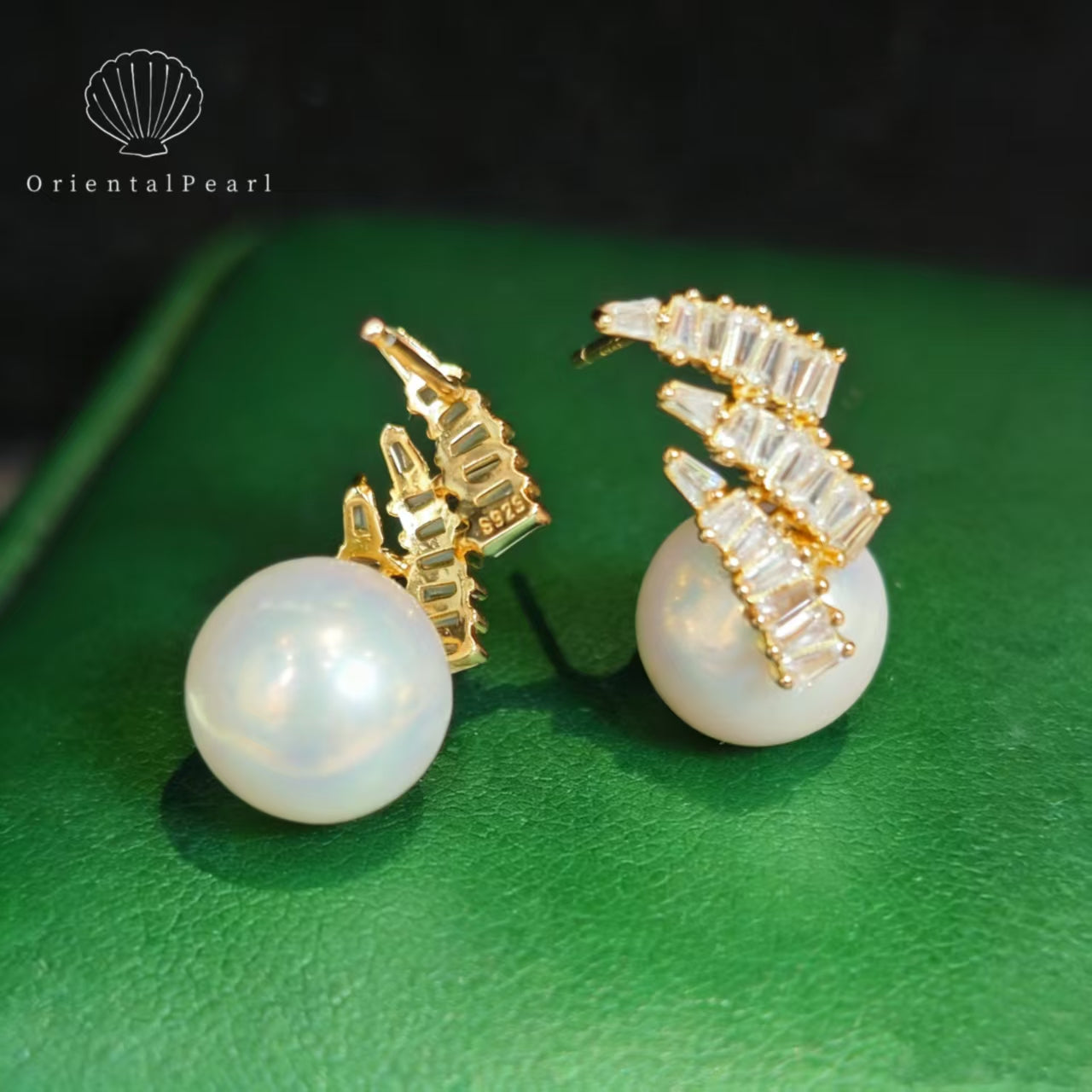 E03-Aurora Edison Freshwater Pearl Earring S925 Sparkle Setting Strong Luster Round Pearl Stud with Bling Gemstone Zircon for Party Dating