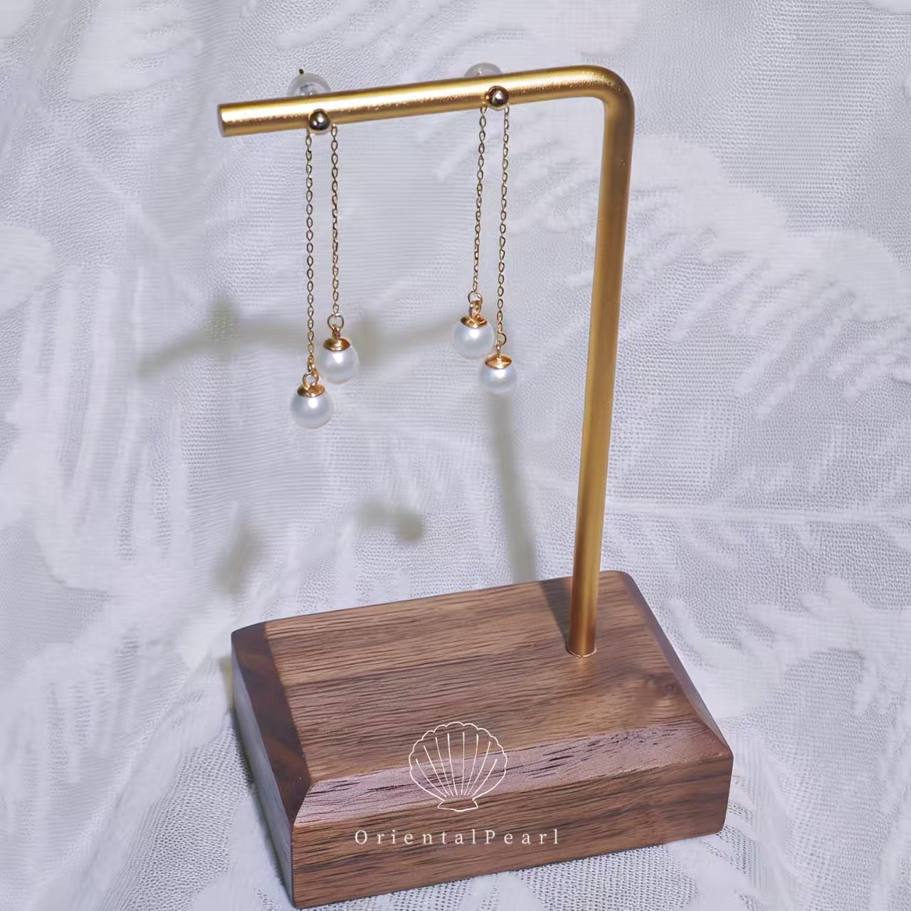 E05-Dangling Pearl Threader Earrings White Round Pearl with S925 Chain Setting Dainty for Women Jewelry Drop Earrings Valentine's Day Gift