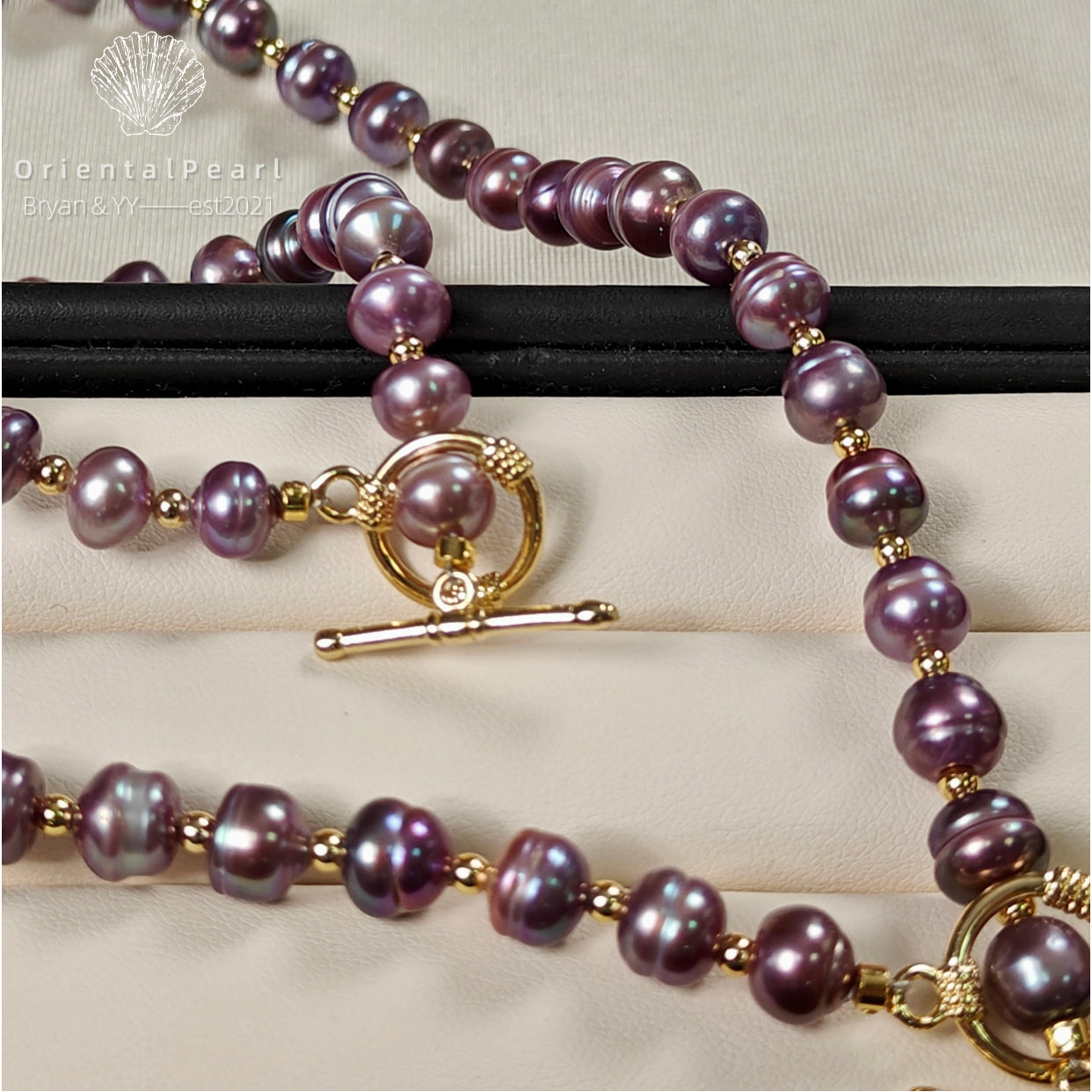 Dark Purple Iridescent Freshwater Pearl Jewelry Set
