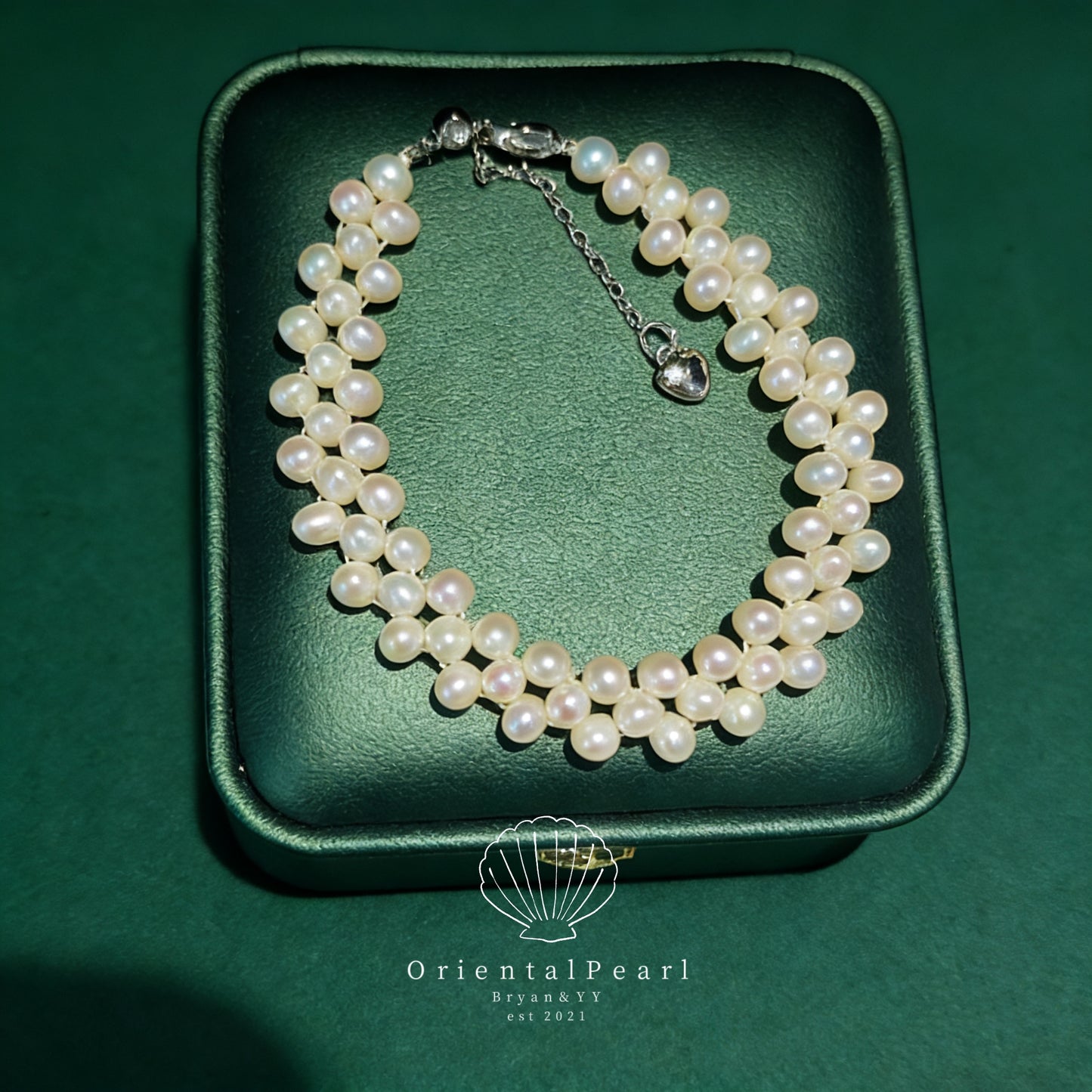 Set10-Lace Cream White Handmade Knitted Seedless Pearls 3-layer Stylish Necklace Cluster Layers Necklace and Bracelet Set