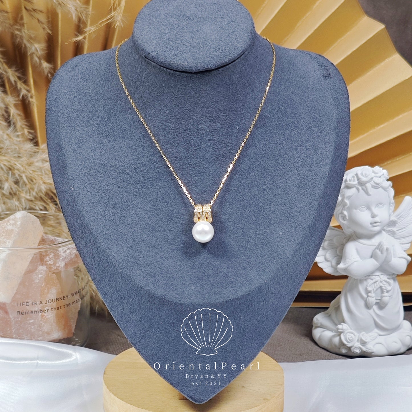 Set11-Miki M S925 Natural Pearls Set Necklace Earring Ring Pearls Set Genuine Pearl Set with Sterling Silver Material Pearl Pendant Set