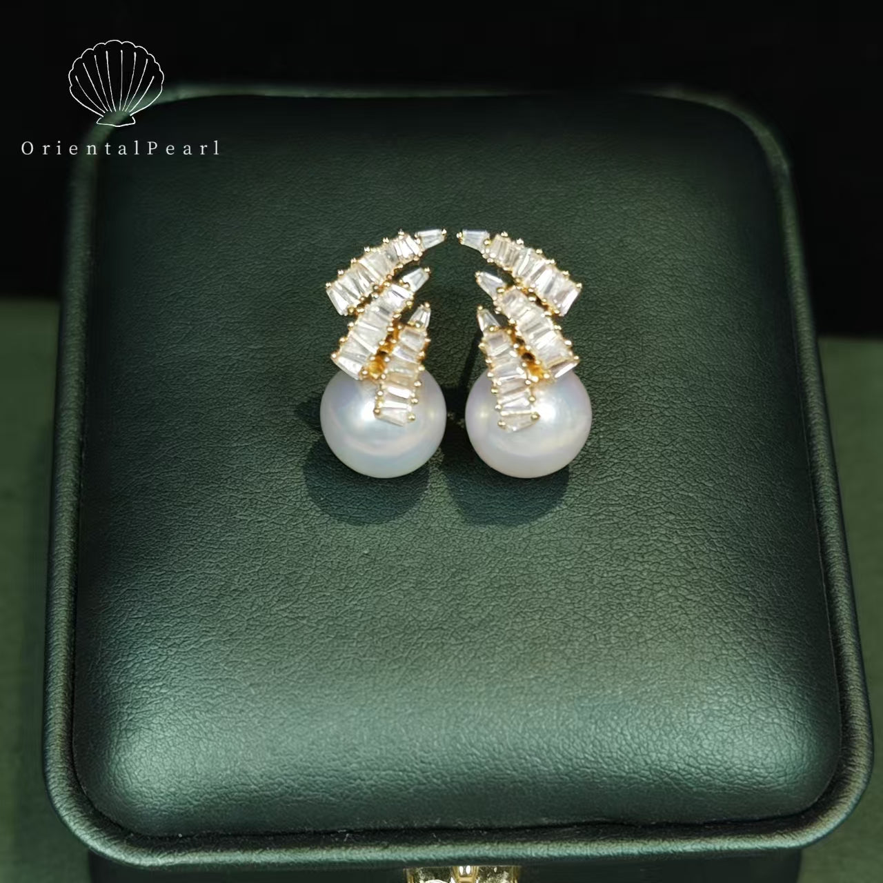 E03-Aurora Edison Freshwater Pearl Earring S925 Sparkle Setting Strong Luster Round Pearl Stud with Bling Gemstone Zircon for Party Dating