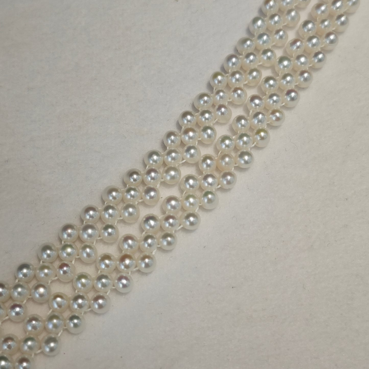 NC07-Handmade Knitted Cream White Seedless Pearls Costume Necklace Multi strand Round and Rice Shape Pearls Party Cluster Layers Jewelry Statement Layered Pearl Chain Adjustable Pearl Necklace