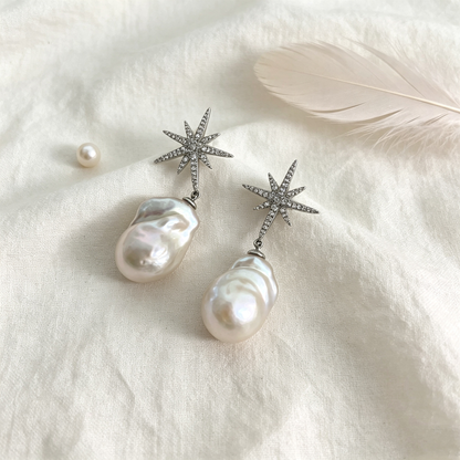 Snowflakes Baroque Earring