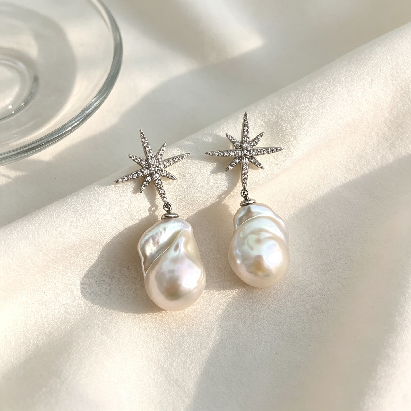 Snowflakes Baroque Earring