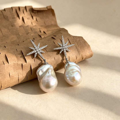 Snowflakes Baroque Earring