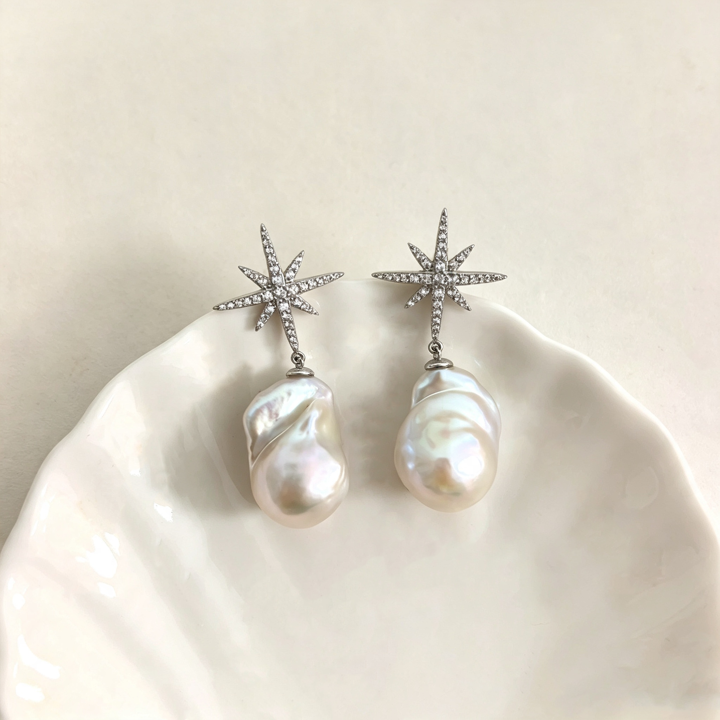 Snowflakes Baroque Earring