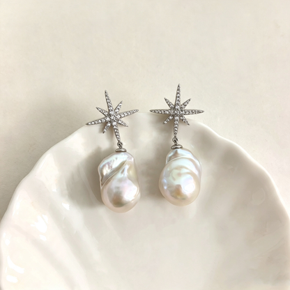 Snowflakes Baroque Earring