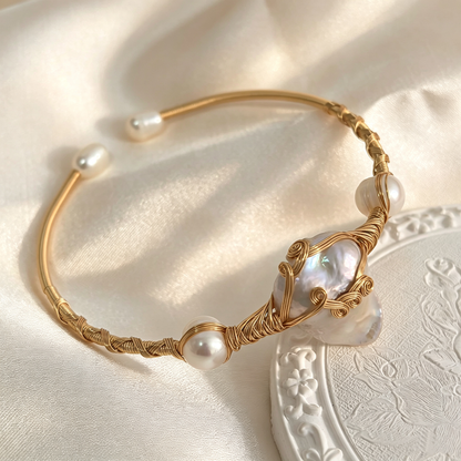 Handmade Wire Wrapped Adjustable Open Cuff Bangle Bracelet