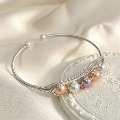 Handmade Wire Wrapped Adjustable Open Cuff Bangle Bracelet