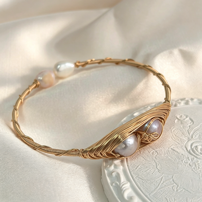 Handmade Wire Wrapped Adjustable Open Cuff Bangle Bracelet