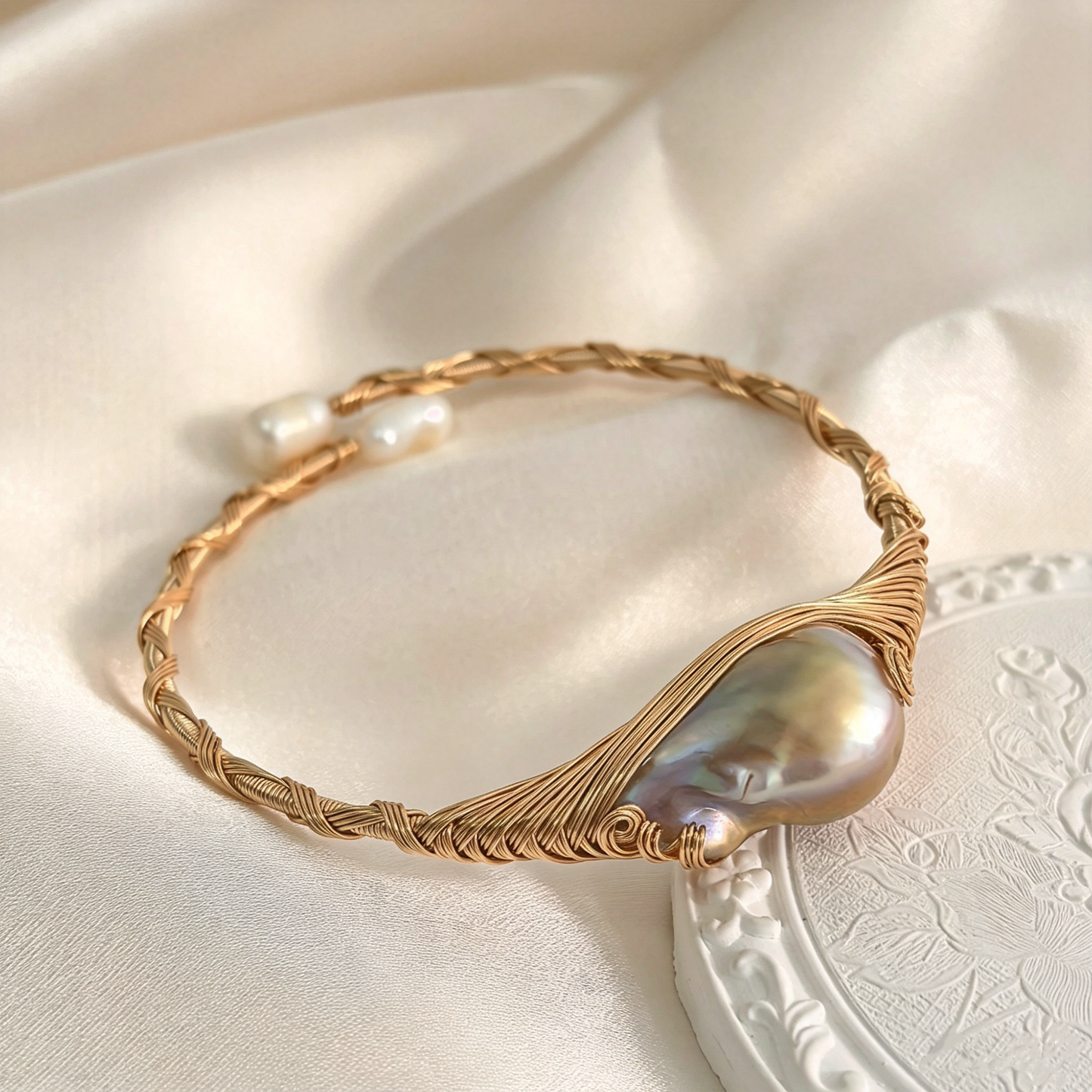 Handmade Wire Wrapped Adjustable Open Cuff Bangle Bracelet