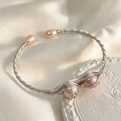 Handmade Wire Wrapped Adjustable Open Cuff Bangle Bracelet