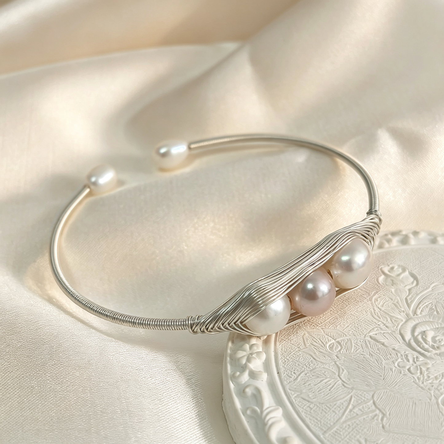 Handmade Wire Wrapped Adjustable Open Cuff Bangle Bracelet