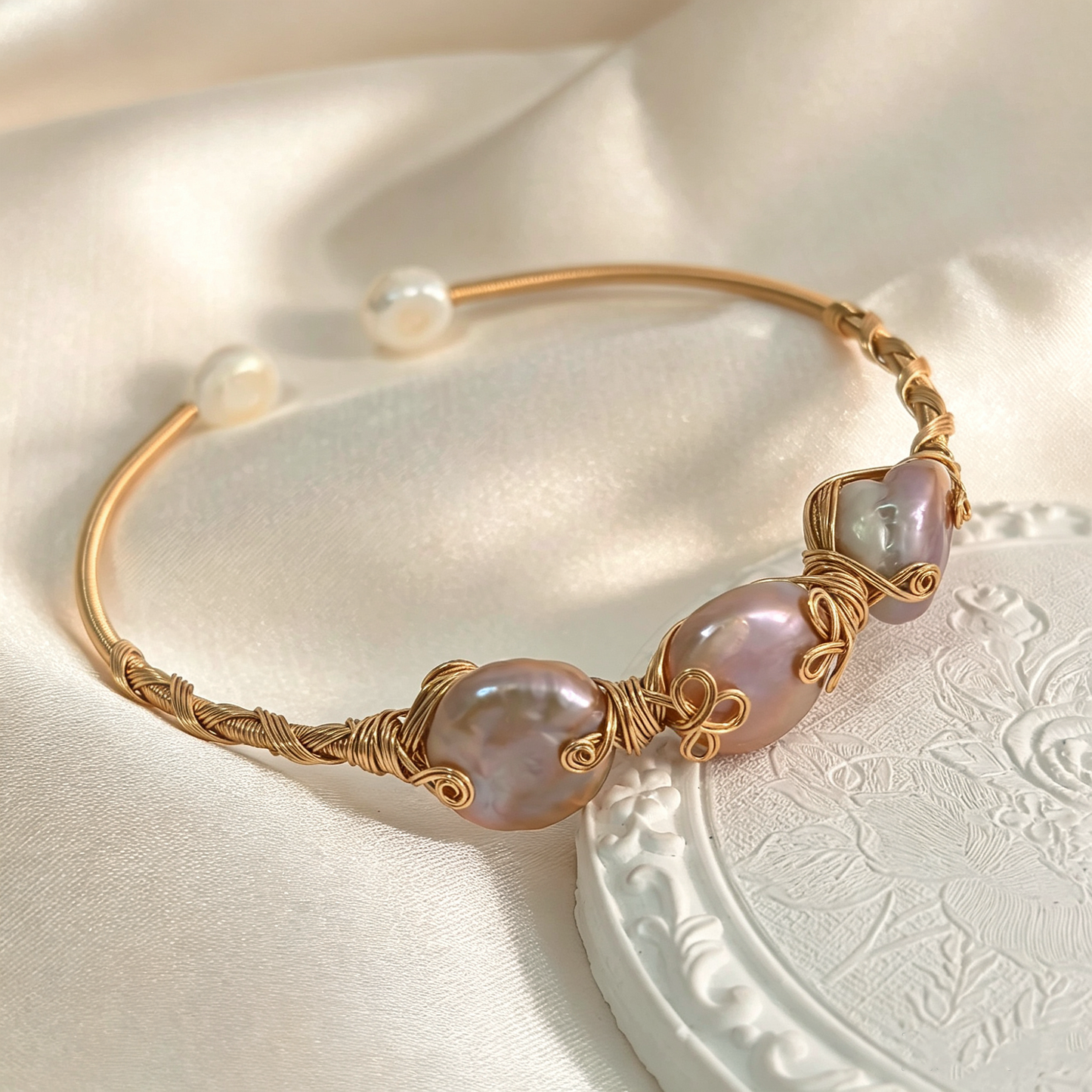 Handmade Wire Wrapped Adjustable Open Cuff Bangle Bracelet