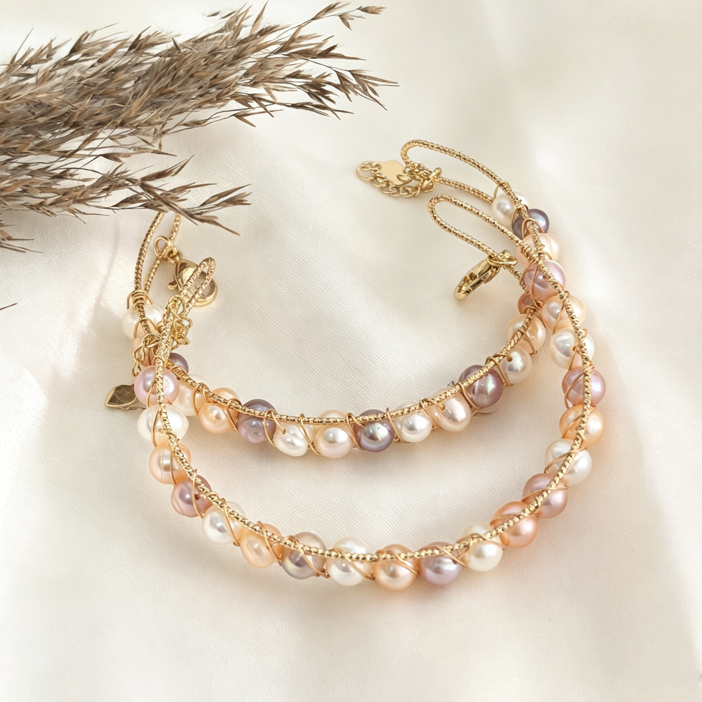 Handmade Wire Wrapped Freshwater Pearl Open Cuff Bracelet