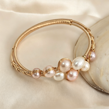 Adjustable Multi‑Color Pearl Bangle