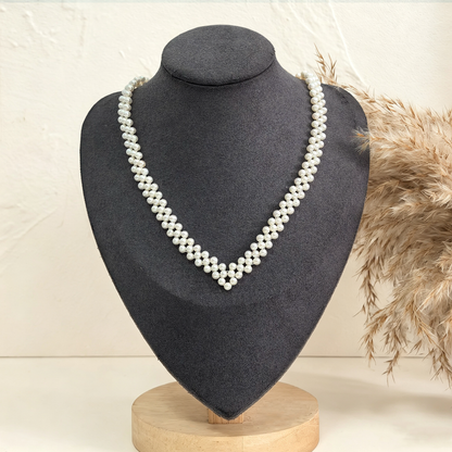 Elegant V‑Shape Woven Freshwater Pearl Necklace