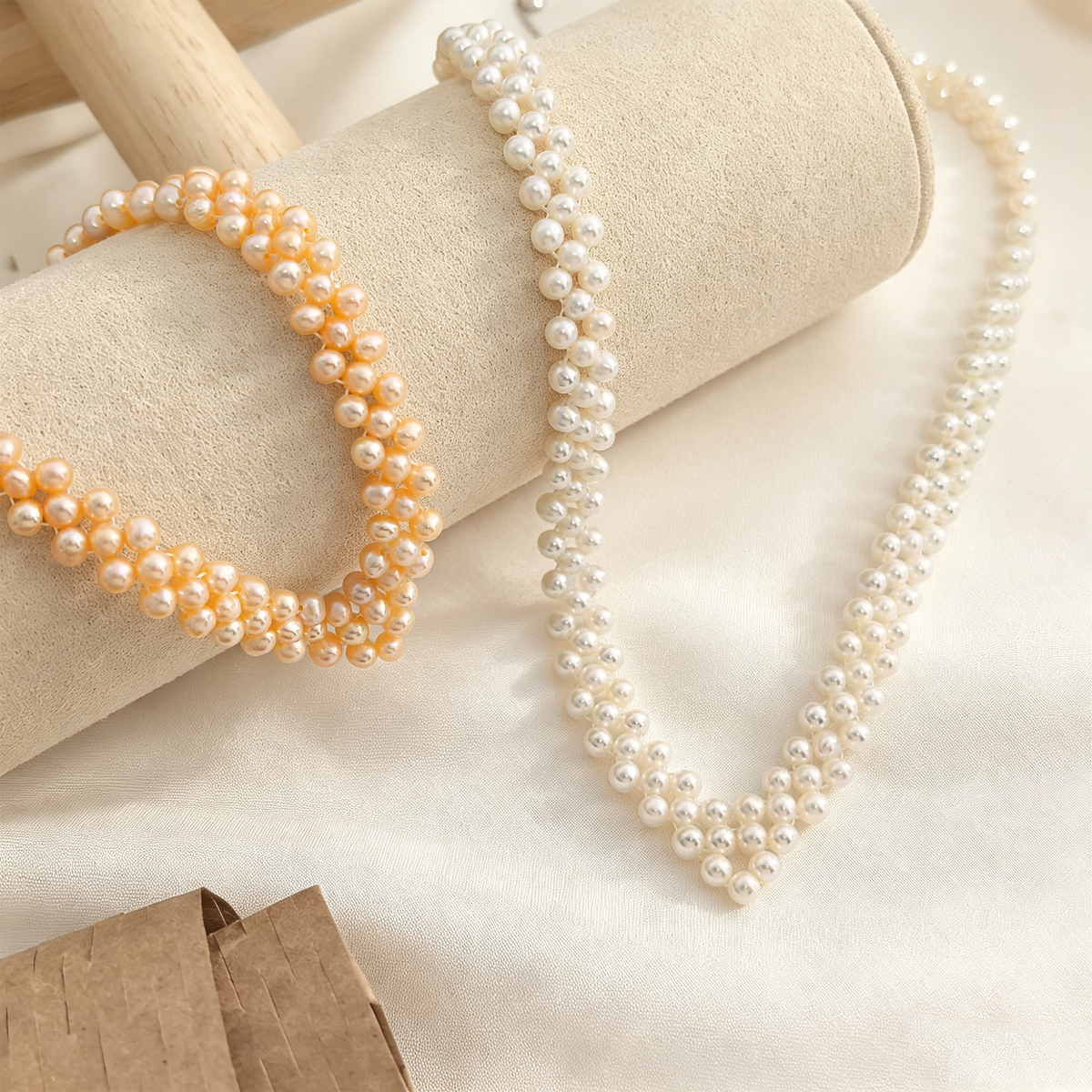 Elegant V‑Shape Woven Freshwater Pearl Necklace