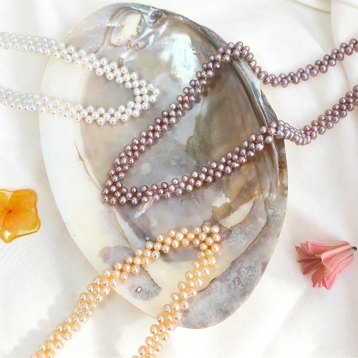 Elegant V‑Shape Woven Freshwater Pearl Necklace