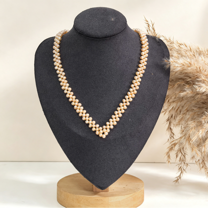 Elegant V‑Shape Woven Freshwater Pearl Necklace