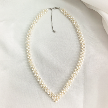 Elegant V‑Shape Woven Freshwater Pearl Necklace