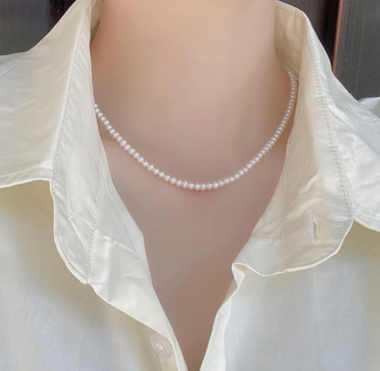 S925 Baby round whole pearl necklace(41-45cm)