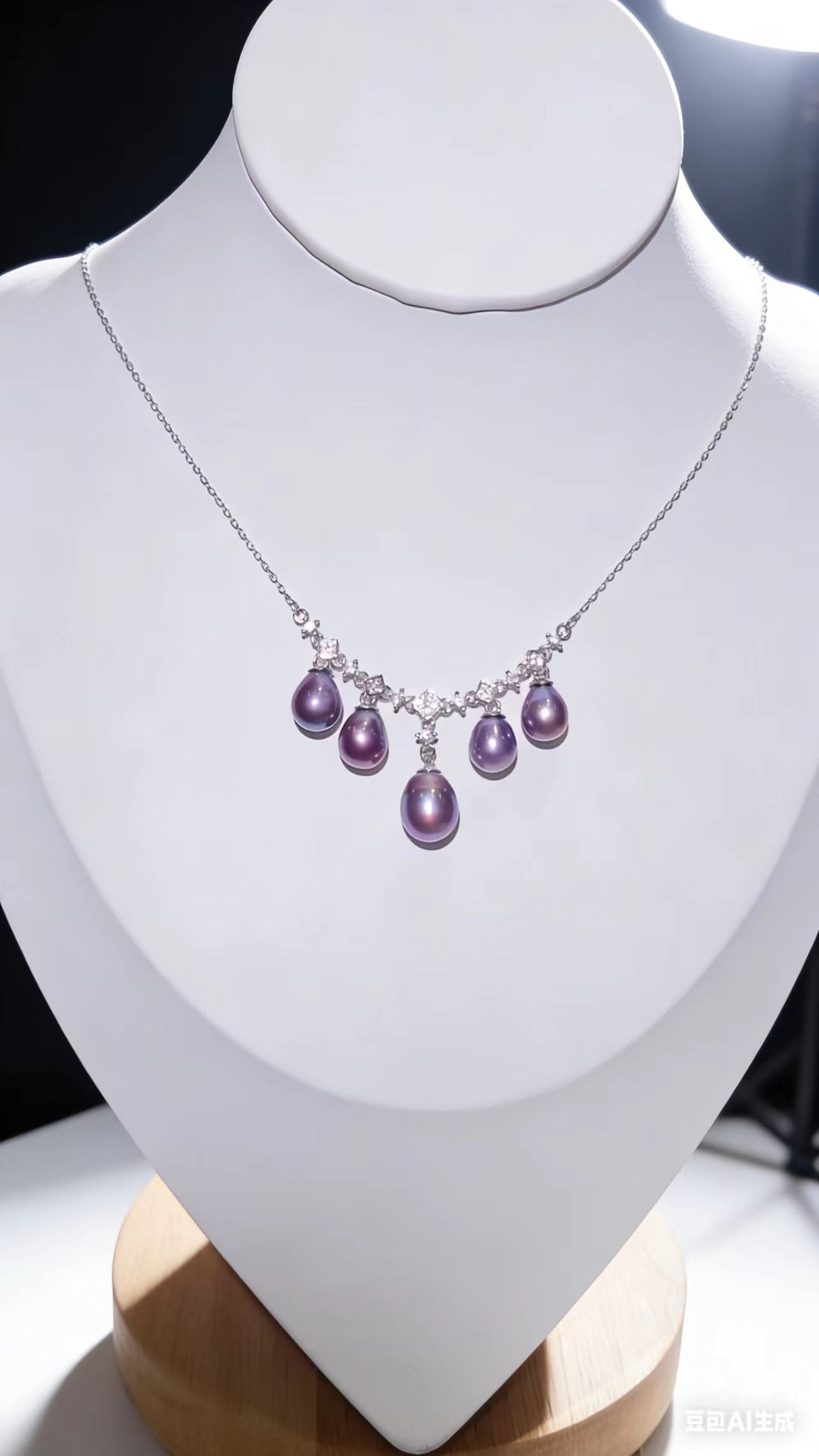 NC01-Deep Demon Purple Pearl Necklace with S925 Sterling Silver Chain with Zircon Decoration Natural Freshwater Teardrop Pearl Necklace