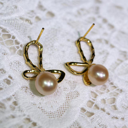 Bow Earrings with Freshwater Pearls