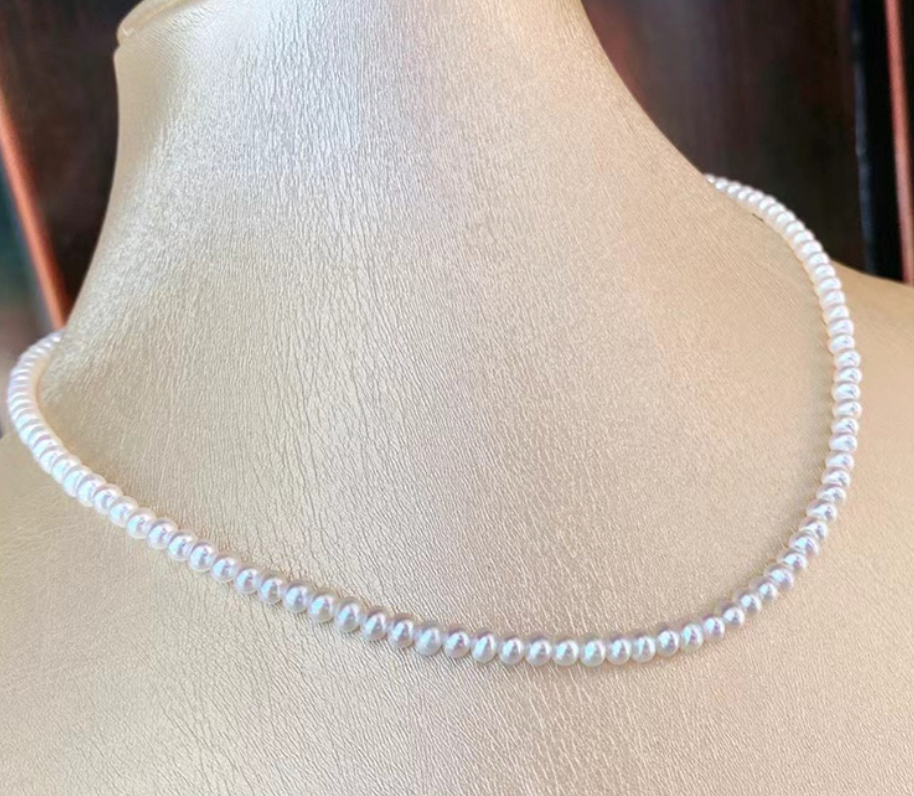 S925 Baby round whole pearl necklace(41-45cm)