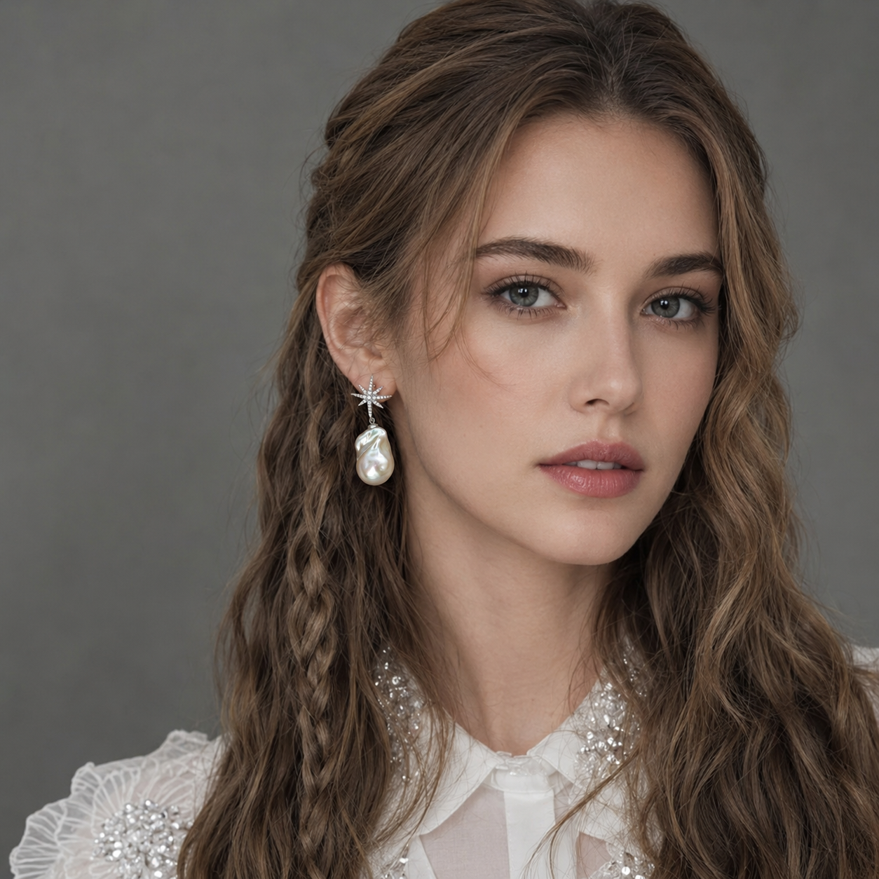 Snowflakes Baroque Earring