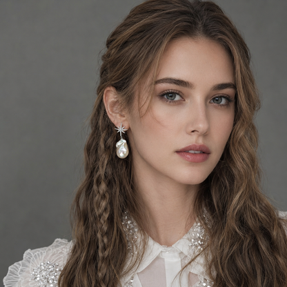 Snowflakes Baroque Earring