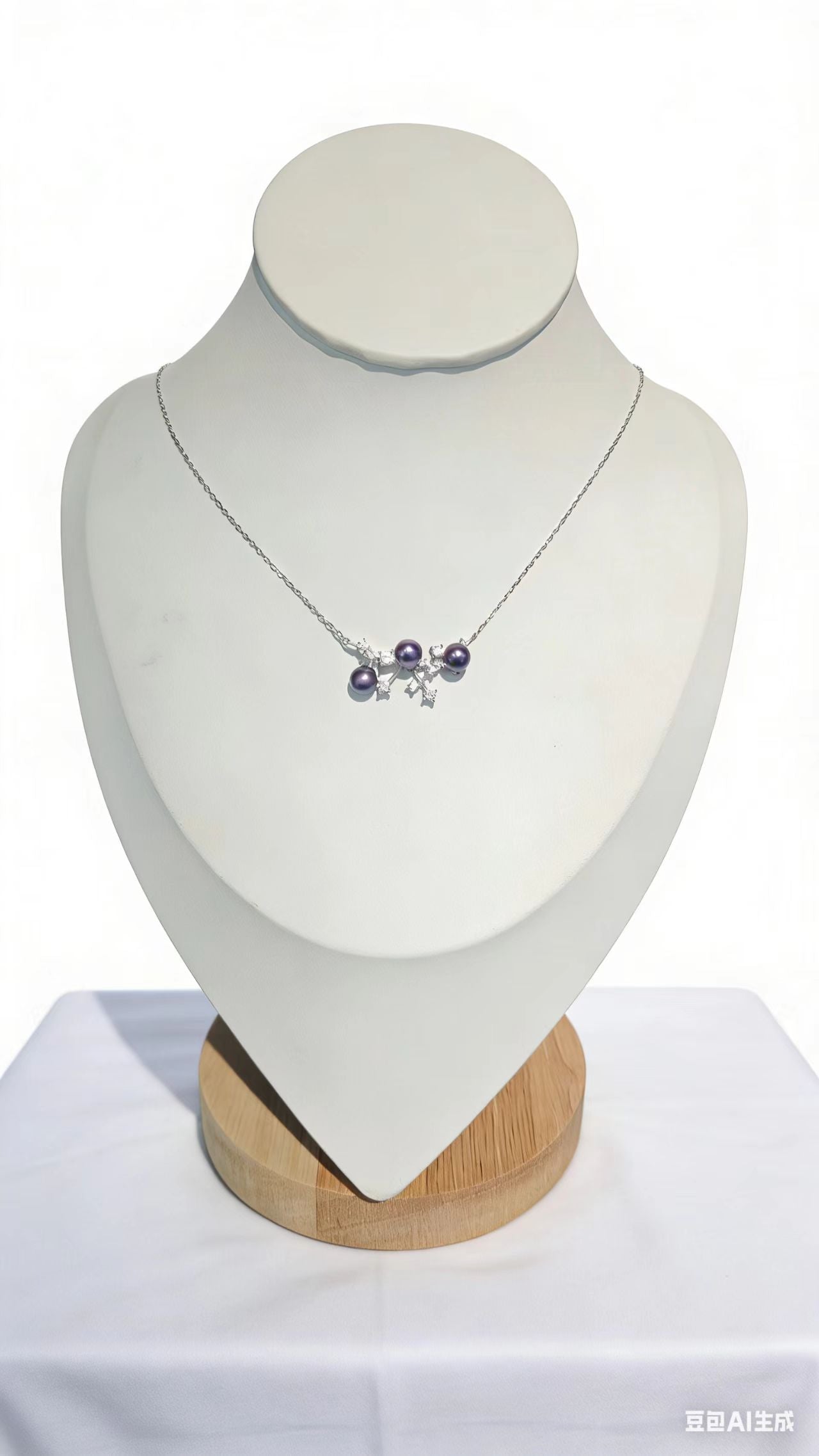 NC02-Deep Demon Purple Misty Starlight Necklace S925 Sterling Silver Chain with Zircon Diamond Natural Freshwater Pearl Necklace
