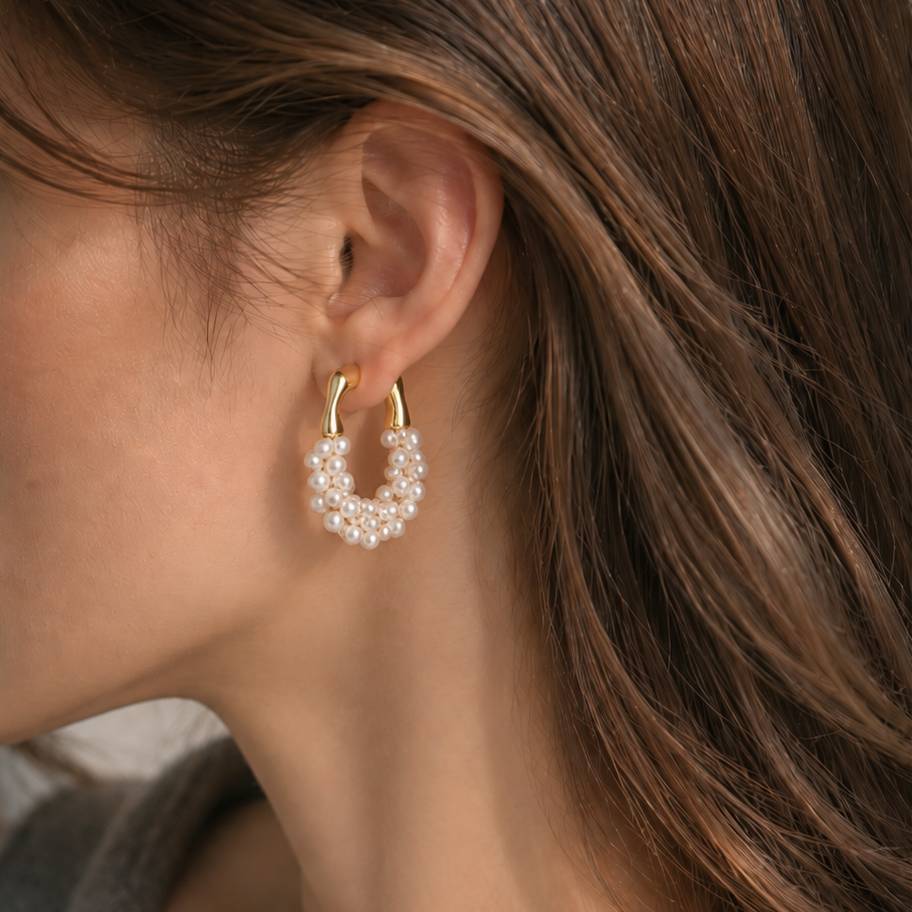 The 'Calliope' Woven Pearl Hoops