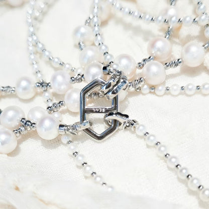 NC05-White Pearl Long Necklace Layered Pearl Statement Strand Chain Fashion Jewelry for Women Sweater Chain Adjustable Elegant Jewelry Sterling Silver S925 Accessories Dressy Collocation Spring Winter Evening Party Wedding Necklace