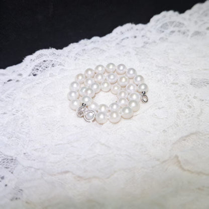 NC04-Aurora Luster White Edison Freshwater Pearls Necklace 11mm - 13mm Big Size Round Moon Light White Pearl with S925 Sterling Silver Infinity Clasp Elegant Graceful Gift for Wedding Birthday