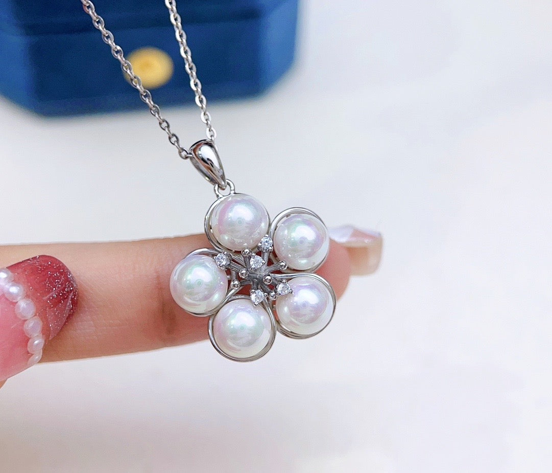 【Accessory】S925 Five pearl flower style necklace pendant