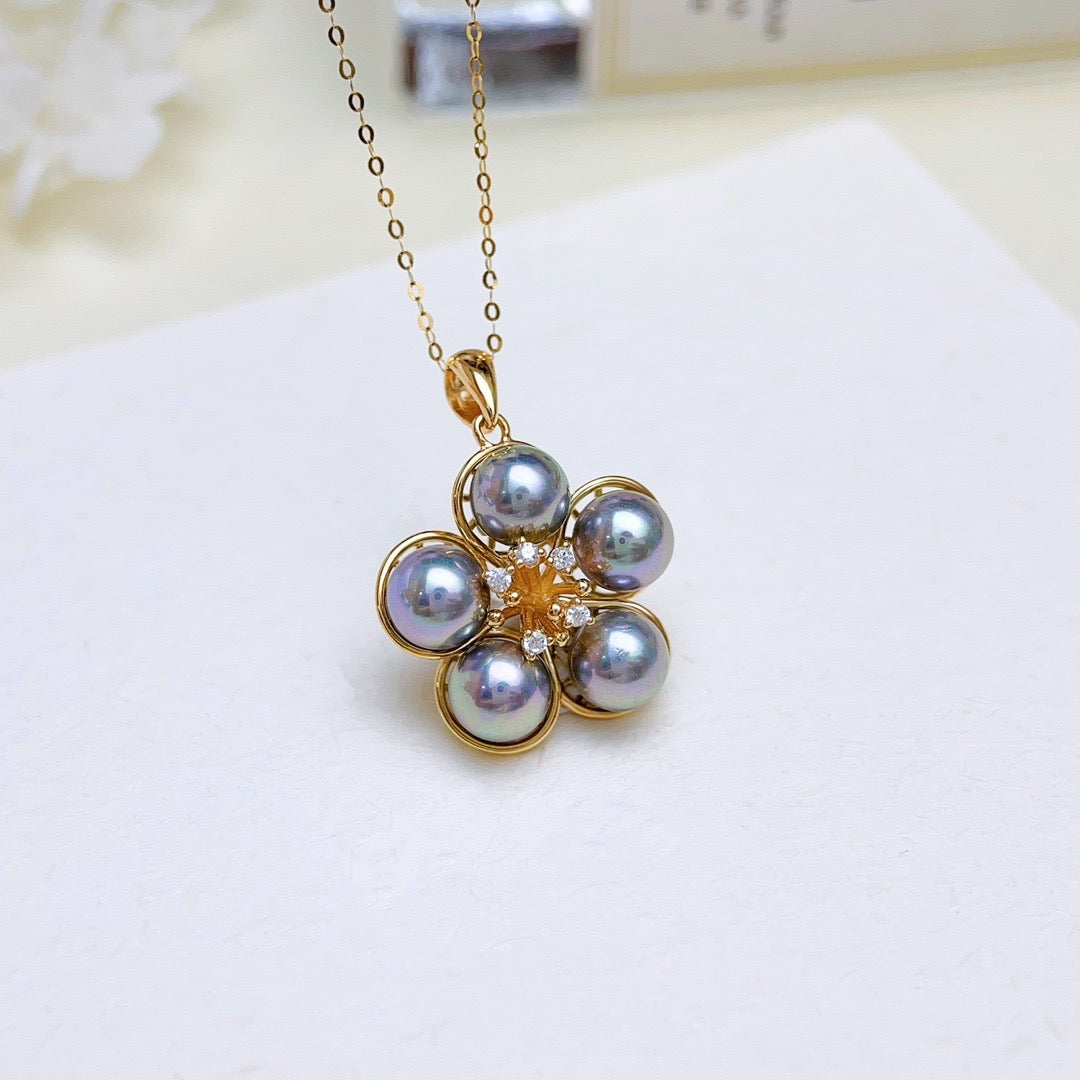 【Accessory】S925 Five pearl flower style necklace pendant