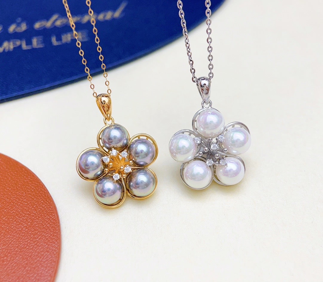 【Accessory】S925 Five pearl flower style necklace pendant