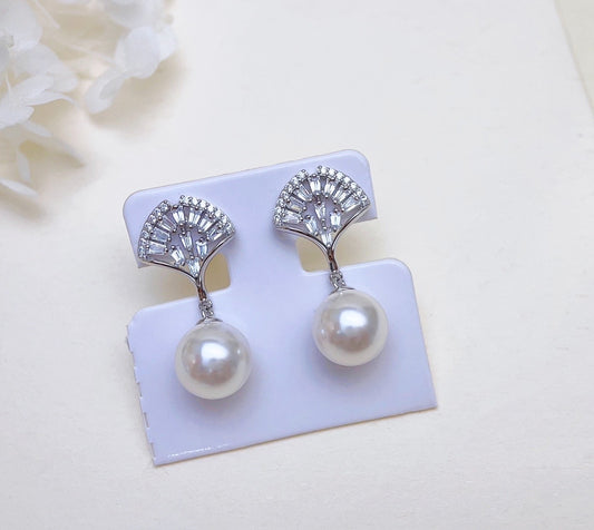 【Accessory】S925 fanshaped style earrings set