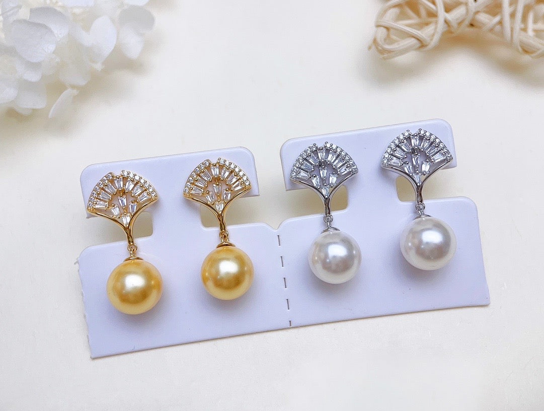 【Accessory】S925 fanshaped style earrings set