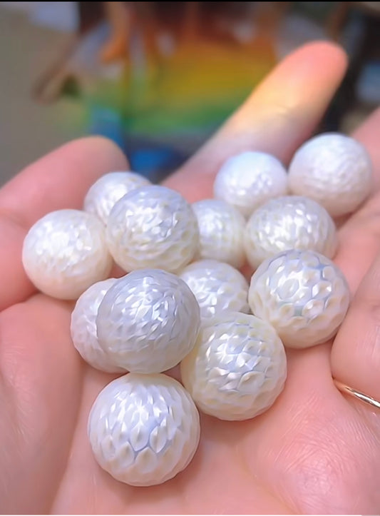 Dragon scale(Disco ball) Over 15mm carved Real pearl