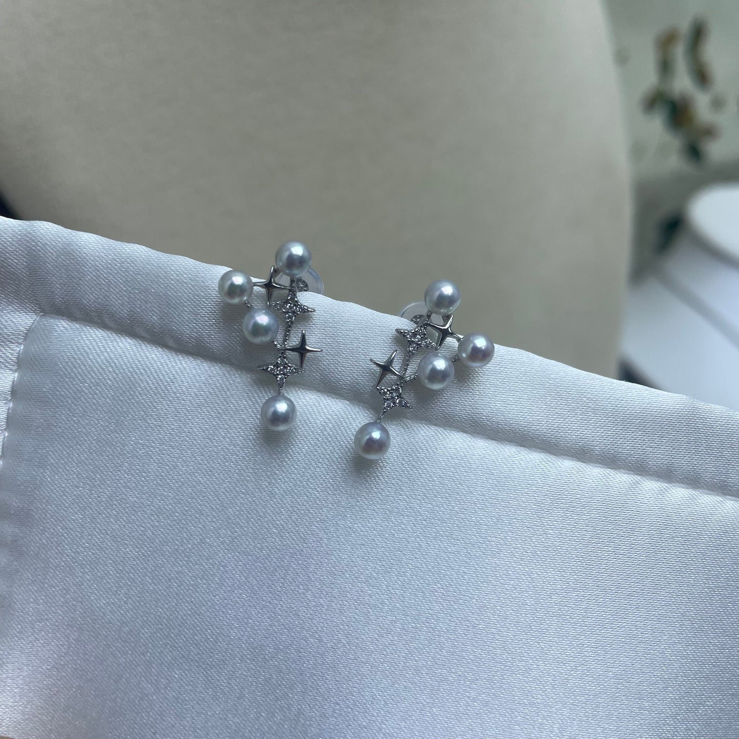 Sea water| S925 Madama Akoya pearl earrings