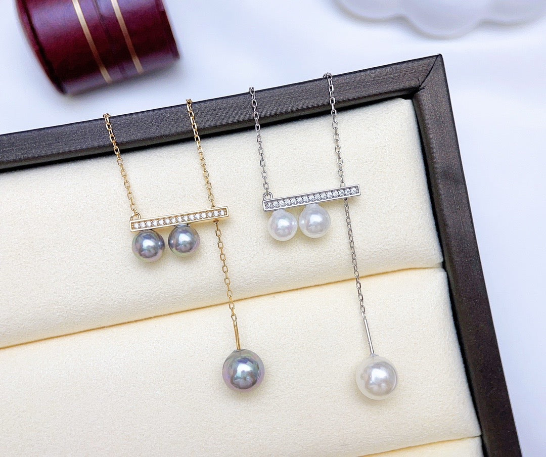 【Accessory】S925 3-pearl balance beam pendant