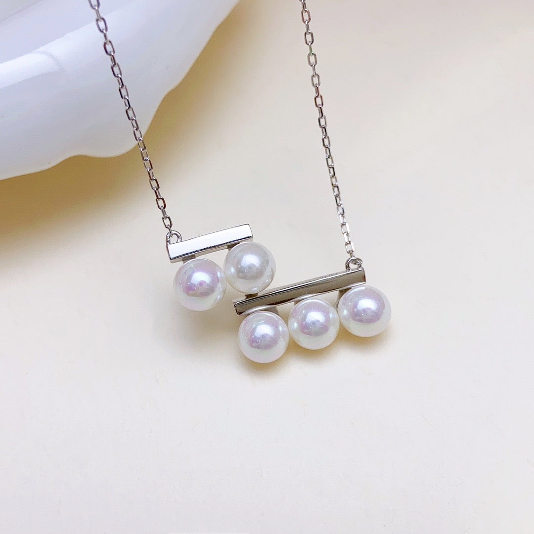 【Accessory】S925 5-pearl balance beam pendant