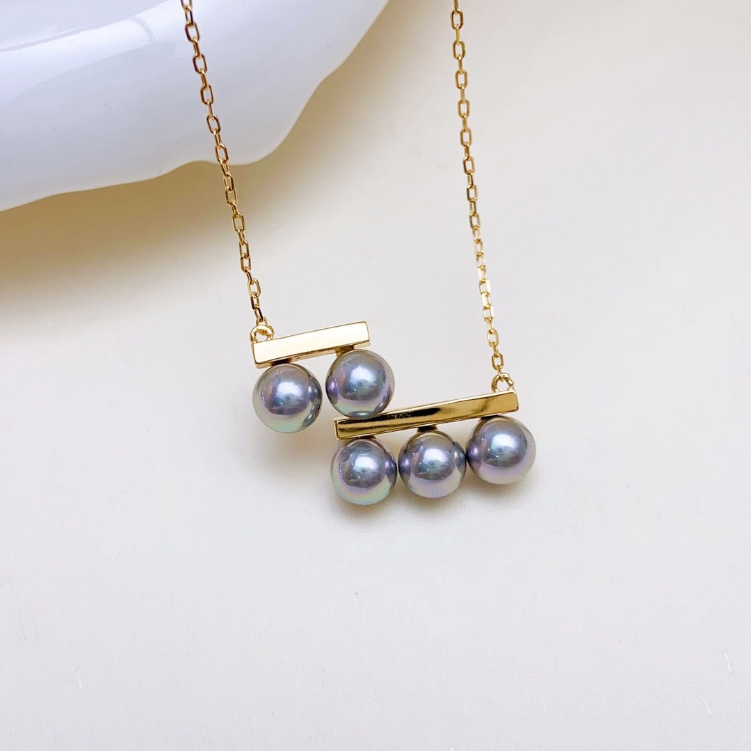 【Accessory】S925 5-pearl balance beam pendant