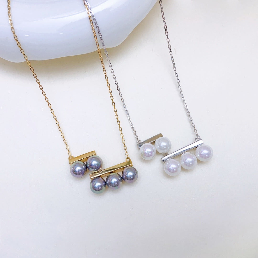 【Accessory】S925 5-pearl balance beam pendant