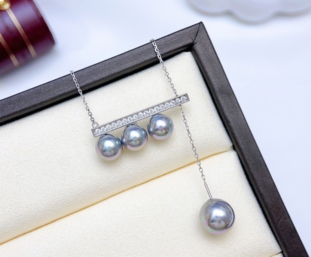 【Accessory】S925 4-pearl balance beam flexible pendant