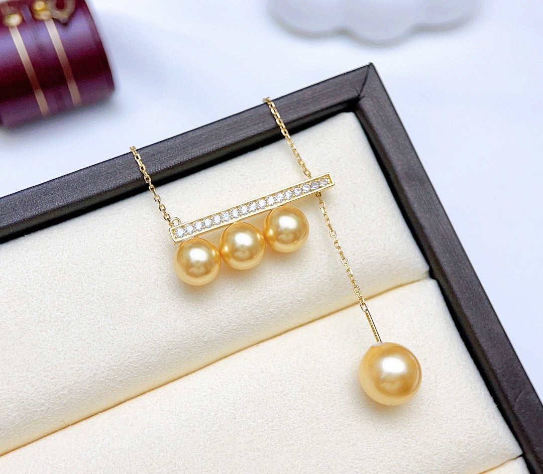 【Accessory】S925 4-pearl balance beam flexible pendant